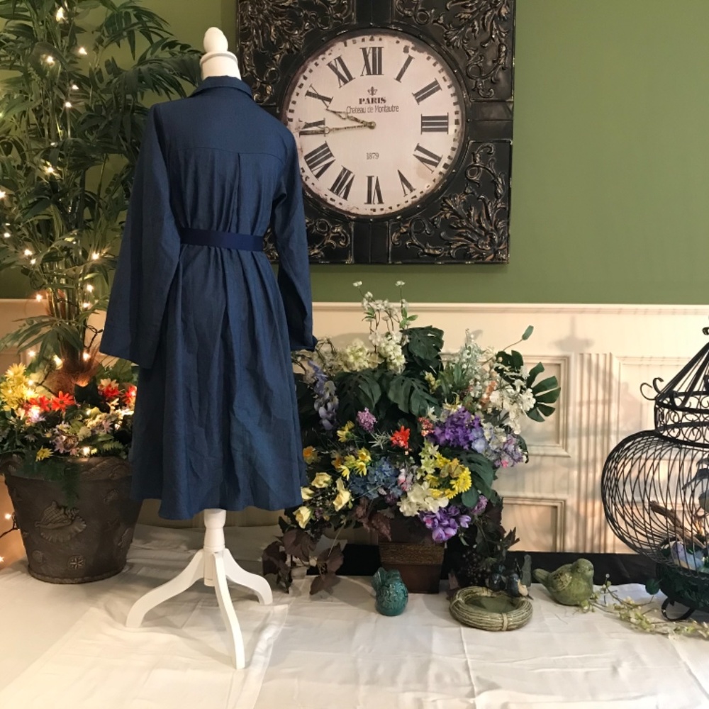 Casual soft denim jean shirt dress - Picture 6 of 11